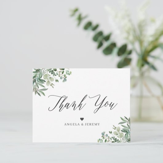 Greenery Eucalyptus Leaves Bedankt Briefkaart (Staand voorkant)
