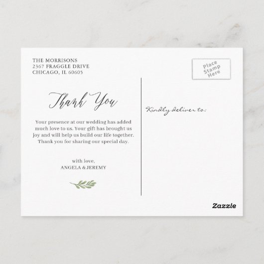 Greenery Eucalyptus Leaves Bedankt Briefkaart (Achterkant)