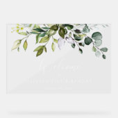 Greenery, Eucalyptus Leaves, Birthday Welcome Acryl Bord (Voorkant)