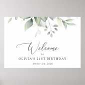 Greenery, Eucalyptus Leaves, Birthday Welcome Poster (Voorkant)
