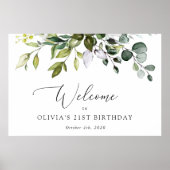 Greenery, Eucalyptus Leaves, Birthday Welcome Poster (Voorkant)