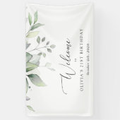 Greenery, Eucalyptus Leaves, Birthday Welcome Spandoek (Verticaal)