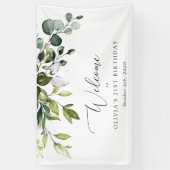 Greenery, Eucalyptus Leaves, Birthday Welcome Spandoek (Verticaal)