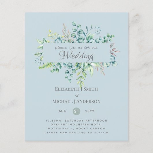 Greenery Eucalyptus Leaves Blue Sky Wedding (Voorkant)