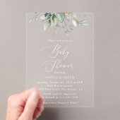 Greenery, Eucalyptus Leaves, Boho, Baby shower Acryl Uitnodigingen (Insitu (Draagbaar))
