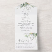 Greenery, Eucalyptus Leaves, Boho, Baby shower All In One Uitnodiging (Binnen)