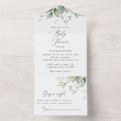 Greenery, Eucalyptus Leaves, Boho, Baby shower All In One Uitnodiging (Binnen)