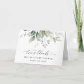 Greenery, Eucalyptus Leaves, Boho, Baby shower Bedankkaart (Voorkant)