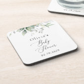 Greenery, Eucalyptus Leaves, Boho, Baby shower Bier Onderzetter (Linkerzijde)