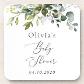 Greenery, Eucalyptus Leaves, Boho, Baby shower Bier Onderzetter (Voorkant)