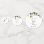 Greenery, Eucalyptus Leaves, Boho, Baby shower Confetti (Achterkanten)