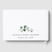 Greenery, Eucalyptus Leaves, Boho, Baby shower Gastenboek (Achterkant)