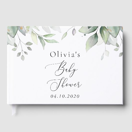 Greenery, Eucalyptus Leaves, Boho, Baby shower Gastenboek (Voorkant)