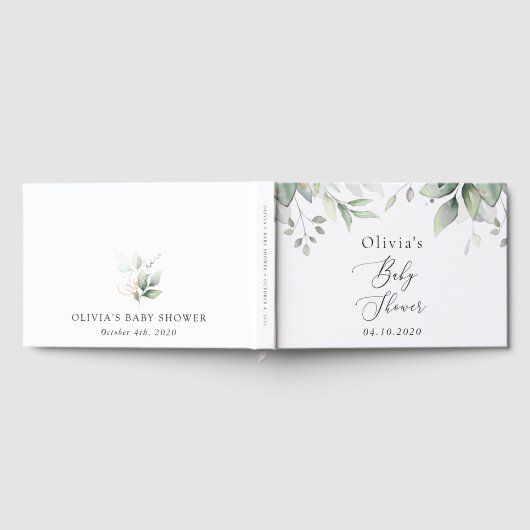 Greenery, Eucalyptus Leaves, Boho, Baby shower Gastenboek (Volledig)