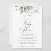 Greenery, Eucalyptus Leaves, Boho, Baby shower Kaart (Voorkant)