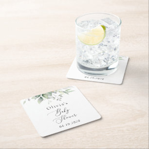 Greenery, Eucalyptus Leaves, Boho, Baby shower Kartonnen Onderzetters