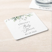 Greenery, Eucalyptus Leaves, Boho, Baby shower Kartonnen Onderzetters (Schuin)