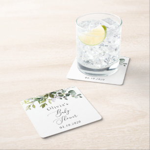 Greenery, Eucalyptus Leaves, Boho, Baby shower Kartonnen Onderzetters