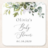 Greenery, Eucalyptus Leaves, Boho, Baby shower Kartonnen Onderzetters (Voorkant)