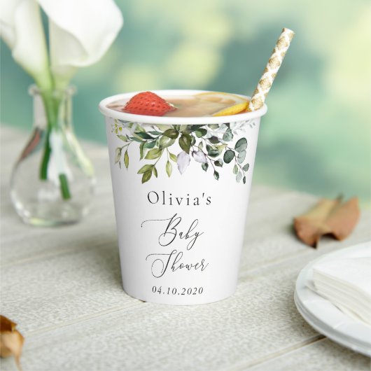 Greenery, Eucalyptus Leaves, Boho, Baby shower Papieren Bekers (Insitu)
