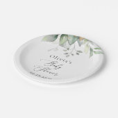 Greenery, Eucalyptus Leaves, Boho, Baby shower Papieren Bordje (Gekanteld)