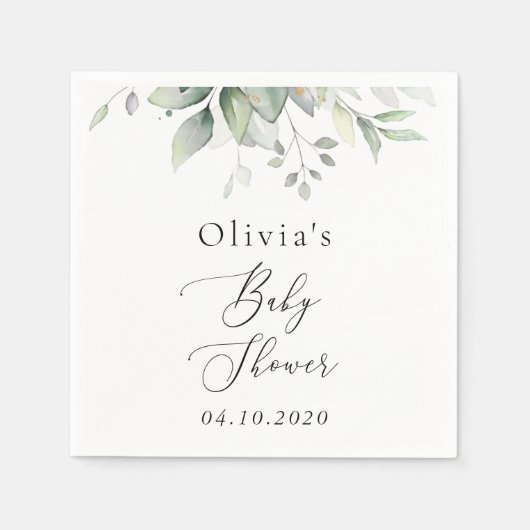 Greenery, Eucalyptus Leaves, Boho, Baby shower Servet (Voorkant)