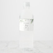 Greenery, Eucalyptus Leaves, Boho, Baby shower Waterfles Etiket (Voorkant)
