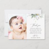 Greenery, Eucalyptus Leaves, Boho, Baptism Bedankkaart (Voorkant)