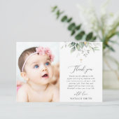 Greenery, Eucalyptus Leaves, Boho, Baptism Bedankkaart (Staand voorkant)