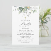 Greenery, Eucalyptus Leaves, Boho, Baptism Kaart (Staand voorkant)