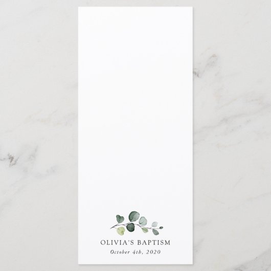 Greenery, Eucalyptus Leaves, Boho, Baptism Menu (Achterkant)