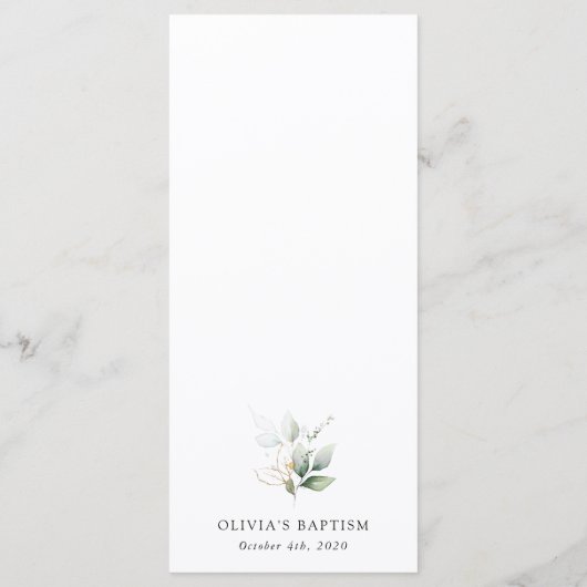 Greenery, Eucalyptus Leaves, Boho, Baptism Menu (Achterkant)