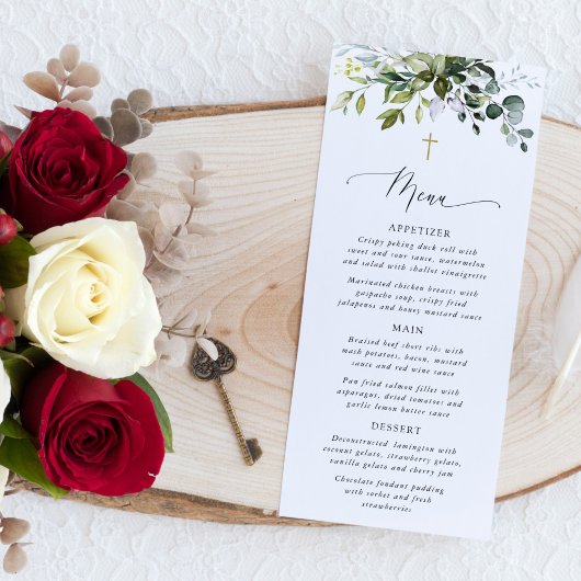 Greenery, Eucalyptus Leaves, Boho, Baptism Menu