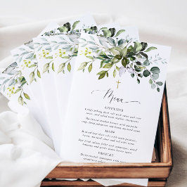 Greenery, Eucalyptus Leaves, Boho, Baptism Menu