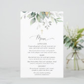 Greenery, Eucalyptus Leaves, Boho, Baptism Menu (Staand voorkant)