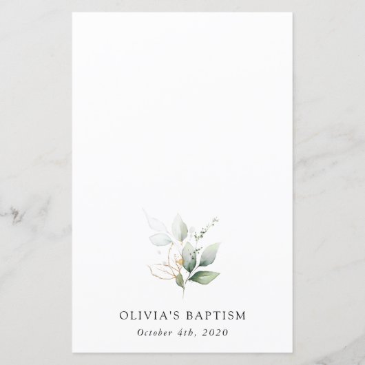 Greenery, Eucalyptus Leaves, Boho, Baptism Menu (Achterkant)
