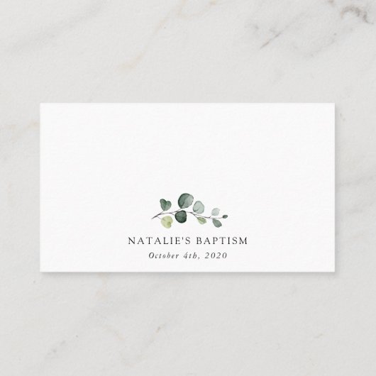 Greenery, Eucalyptus Leaves, Boho, Baptism Plaatskaartje (Achterkant)