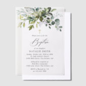 Greenery, Eucalyptus Leaves, Boho, Baptism Vellum Uitnodigingen (Offset)
