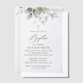 Greenery, Eucalyptus Leaves, Boho, Baptism Vellum Uitnodigingen (Offset)