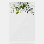 Greenery, Eucalyptus Leaves, Boho, Baptism Welcome Acryl Bord (Voorkant)