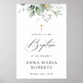 Greenery, Eucalyptus Leaves, Boho, Baptism Welcome Poster (Voorkant)