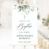Greenery, Eucalyptus Leaves, Boho, Baptism Welcome Poster