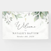 Greenery, Eucalyptus Leaves, Boho, Baptism Welcome Spandoek (Horizontaal)