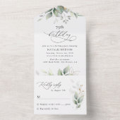 Greenery, Eucalyptus Leaves, Boho, Birthday All In One Uitnodiging (Binnen)