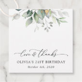 Greenery, Eucalyptus Leaves, Boho, Birthday Bedankjes Labels (Voorkant)
