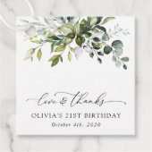 Greenery, Eucalyptus Leaves, Boho, Birthday Bedankjes Labels (Voorkant)