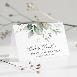 Greenery, Eucalyptus Leaves, Boho, Birthday Bedankkaart