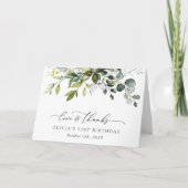Greenery, Eucalyptus Leaves, Boho, Birthday Bedankkaart (Voorkant)