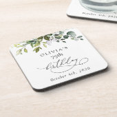 Greenery, Eucalyptus Leaves, Boho, Birthday Bier Onderzetter (Linkerzijde)