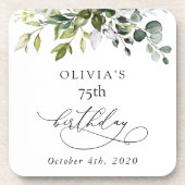 Greenery, Eucalyptus Leaves, Boho, Birthday Bier Onderzetter (Voorkant)